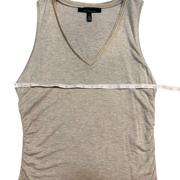 White House Black Market Beige Ruched Satin Trim Women’s Large Tank Top - Picture 5 of 8